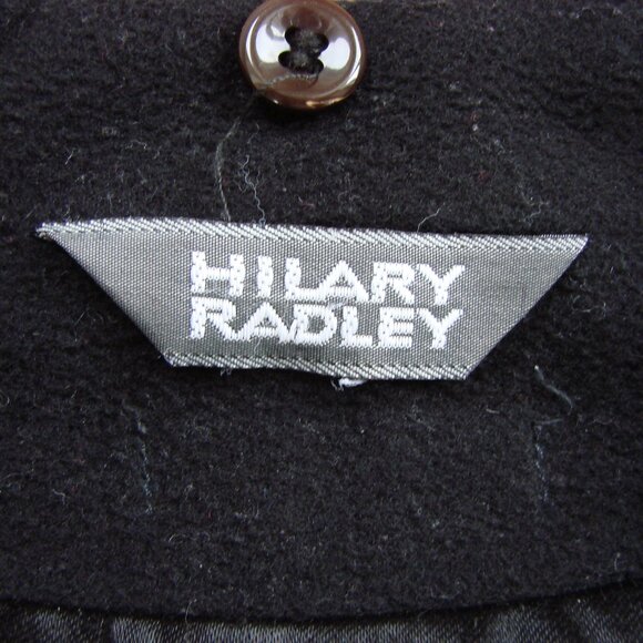 Hilary Radley Black Wool Cashmere Long Coat Dressy Silver Buttons Size Petite 6 - Picture 3 of 12